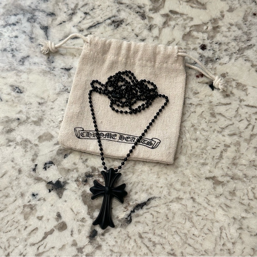 Chrome Hearts Silicone Cross Necklace Black 20th Anniversary Silichrome